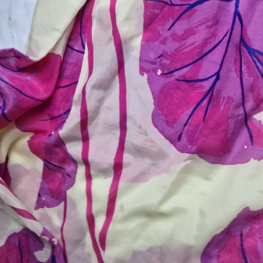 Diane Von Furstenberg Cream Wide-Leg Pants with Pink Floral Print - Picture 6 of 11